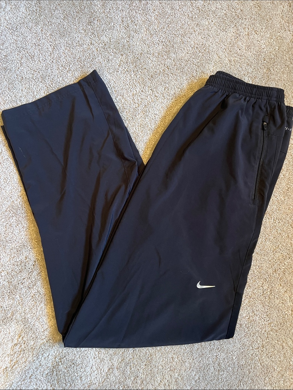 Nike Blue Dri-fit track Pants with White Swoosh - Picture 1 of 9